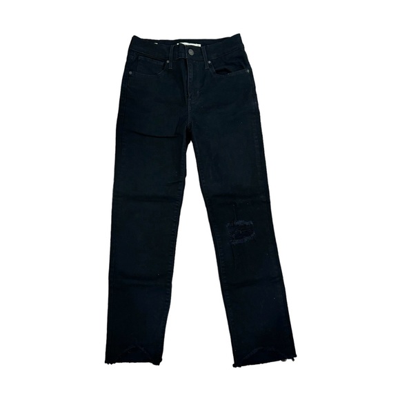 Levi's 724 High Rise Crop Straight Leg Jeans in Black - Picture 5 of 7